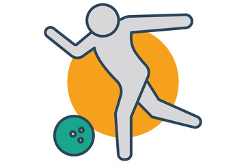 bowling icon, man playing bowling. icon related to sport, gym. flat line icon style. element illustration.