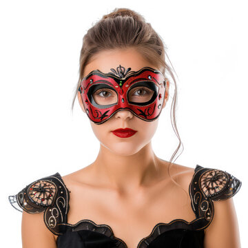 eva Masquerade looking at the camera, on transparency background PNG
