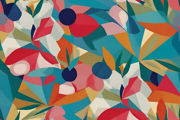 abstract pattern  floral illustration in the style of cubism