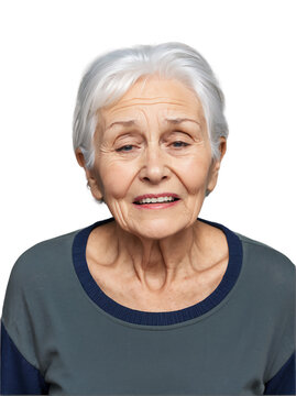 Portrait of beautiful elderly woman sad unhappy crying upset emotional looking at camera wearing casual outfit upper isolated on transparent background from Generative AI
