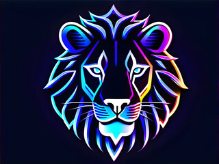 Bold Neon Lion Icon: Symbol of Strength and Majesty(Generative AI)