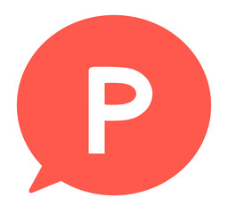 シンプルな赤色のPマークと吹き出し