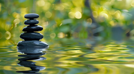 Obraz na płótnie Canvas Zen stones balanced in serene water