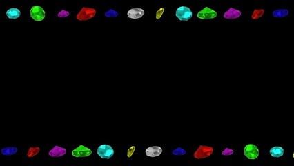 Beautiful illustration of colorful diamonds frame on plain black background