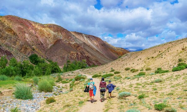 hiking in the mountains