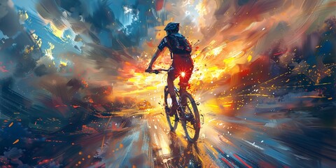 bicycle bike cyclist cycling transportation exercise fitness commuting urban city street speed motion blur sunlight lens flare bokeh abstract colorful vibrant dynamic energy movement action adventure 
