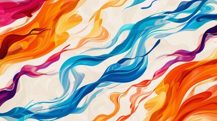 Playful and energetic design featuring colorful waves that dance like flames on a neutral white backdrop.