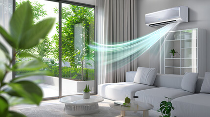 modern living room with AC , generative ai