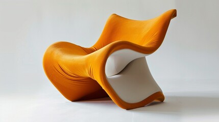 Sculptural designer chair making a bold statement against the simple white background.
