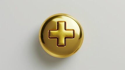 Shiny gold game button gleaming against the clean white background, adding a touch of luxury to the gaming experience.