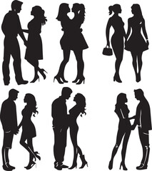 Lovely Couples Set silhouette on white background