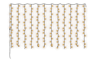 Decorative wire balls and string lights or Christmas and New Year cotton ball light garland. Png...
