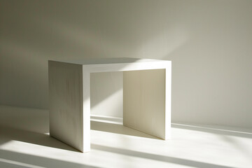  A minimalist side table with clean lines and a monochromatic colour scheme, embodying the essence of modern simplicity. 
