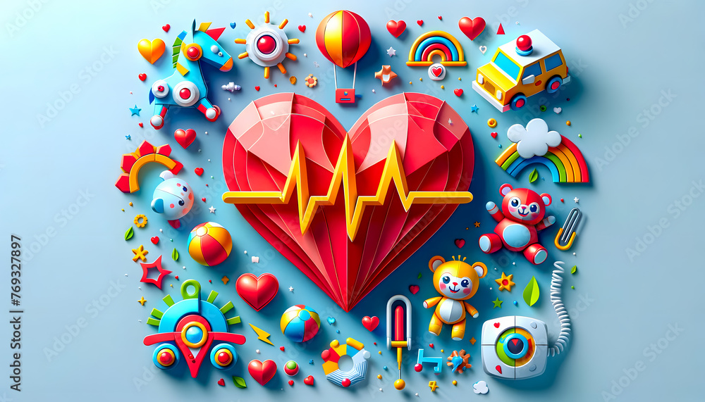 Poster the paper craft heart with a pulse inside to make it appear more adorable and appealing