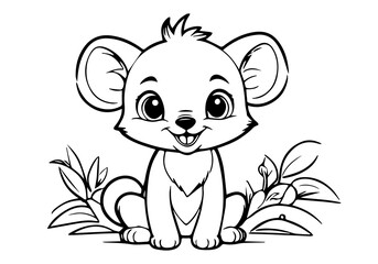 Coloring page of little baby lion for kids coloring book