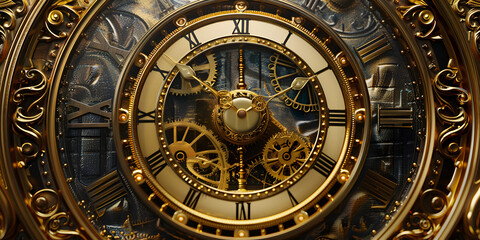 Fototapeta na wymiar Clockwork Nexus a portal crafted from intricate clock gears and mechanisms Ancient mechanisms intertwine with futuristic concepts creating a surreal bridge between past present and future 
