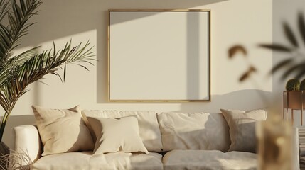 Cozy Minimalism Mock-up Frame in Inviting Home Interior