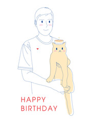 Happy Birthday card, minimal style Illustrator design.