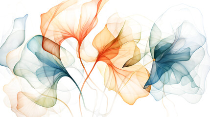 Naklejka premium A watercolor colorful flower is surrounded by cream and gold leaves on white and transparent background