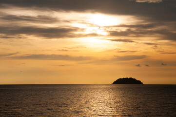 Naklejka na ściany i meble Wonderful sunset at Tanjung Aru Beach, Kota Kinabalu, Sabah, Borneo, Malaysia