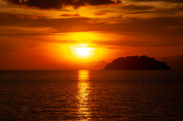 Wonderful sunset at Beach located in Borneo, Malaysia.