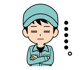 呆れている作業員の男性