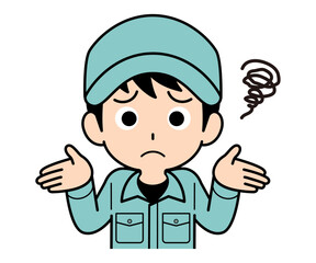 困惑する作業員の男性