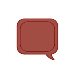 a red speech bubble with a red ribbon