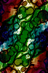 Modern abstract art from stains. Watercolor and alcohol ink texture