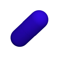 a blue pill sitting on top of a white surface