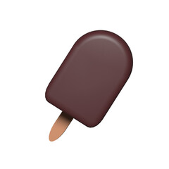 a chocolate ice cream bar with a wooden stick sticking out of it