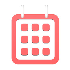 a pink calendar with eight squares on it