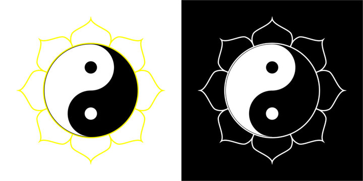 yin yang flower vector