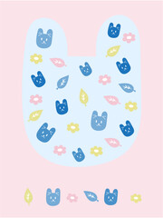 Seamless pattern with rabbit cartoons and flowers on a pastel Color background. rabbit head and flower and leaf.