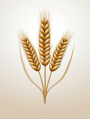 Three golden wheat stalks are shown in a close up