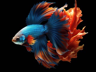 Fototapeta premium A blue and orange fish with orange fins