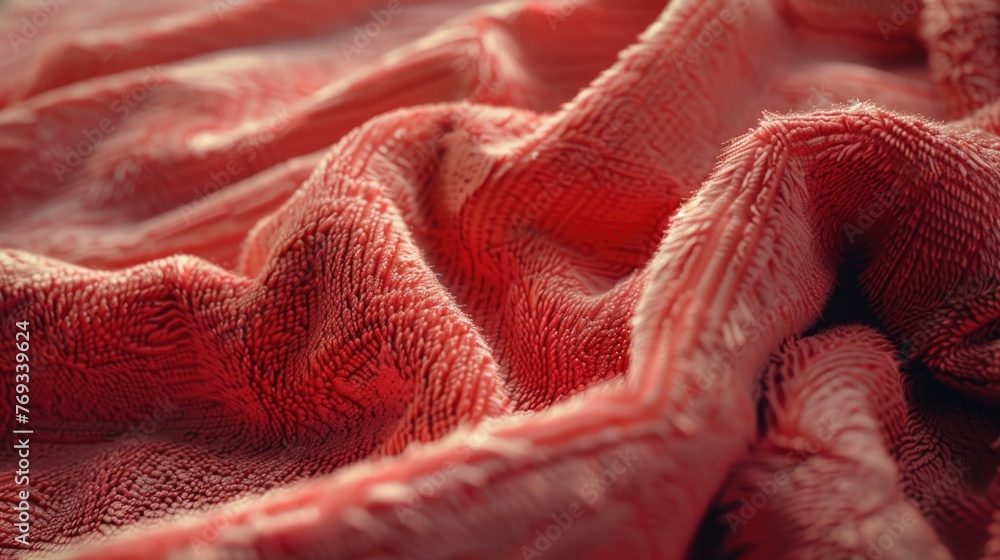 Poster a red towel with a fuzzy texture