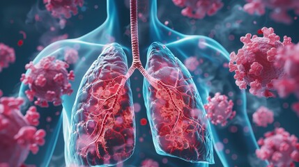 3D Illustration : Diseases of the lungs in the picture lung cancer concept - obrazy, fototapety, plakaty