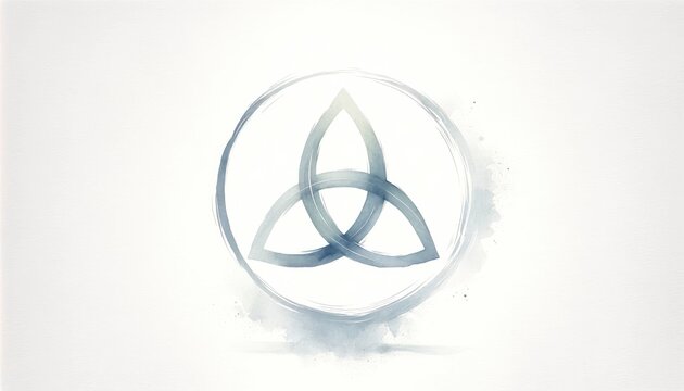 Triquetra. Holy Trinity symbol. Sacred geometry symbol on white background. Vector illustration. Watercolor style.