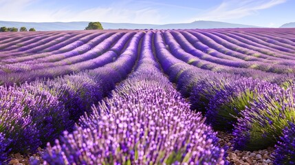 Serene Lavender Fields in the Provence Countryside,France