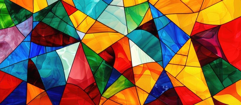 Abstract geometric multi-color design for stained glass art