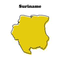 Obraz premium Stylized simple red outline map of Suriname