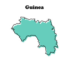Stylized simple red outline map of Guinea