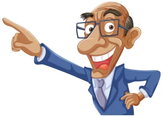 Poster Cartoon of a man pointing excitedly to the side © GraphicsRF