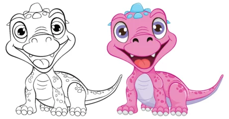 Fotobehang Colorful and playful dinosaur characters side by side. © GraphicsRF