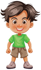 Cheerful young boy smiling in casual clothes