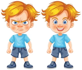 Foto auf Alu-Dibond Vector illustration of boy showing different emotions © GraphicsRF