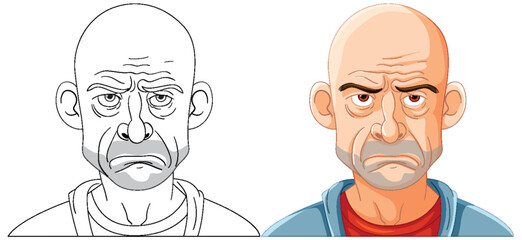 Two bald men with distinct facial expressions.