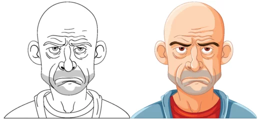 Gartenposter Two bald men with distinct facial expressions. © GraphicsRF