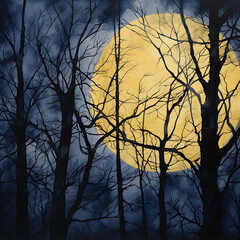 Moonglow Over Wilderness: An Abstract Artistic Representation Inspired by E.E Cummings' Wilderness